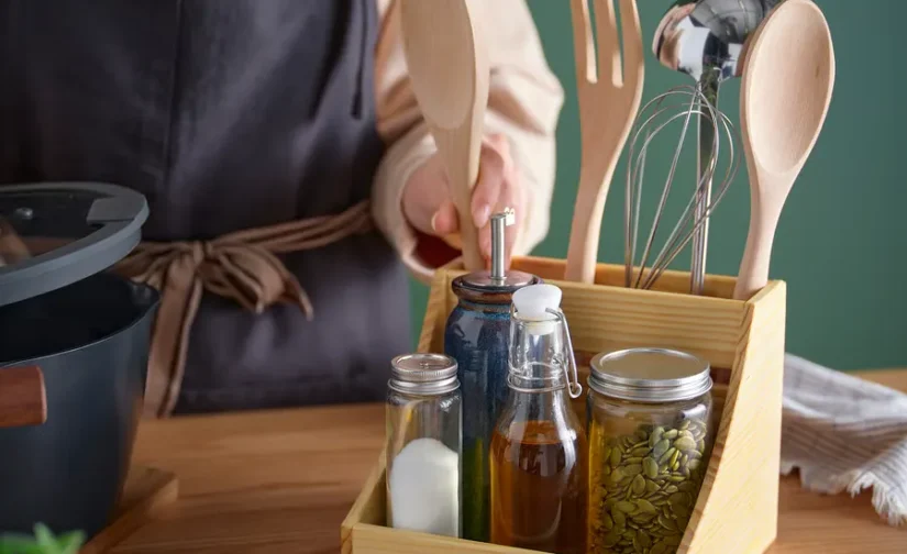 نظم‌دهنده‌ی پیشخوان آشپزخانه چوبی سایز ۲۰x۱۸x۱۶ ایکیا مدل CHOKLADHAJ