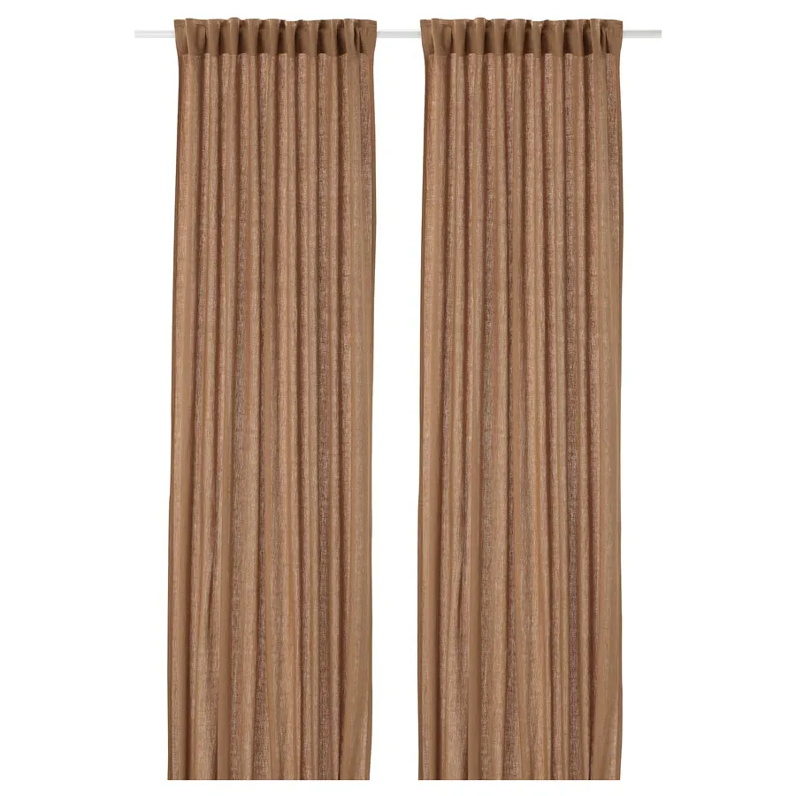 پرده ۱ جفت بژ تیره/با نوار تزئینی سایز ۱۴۵x۳۰۰ ایکیا مدل DYTÅG