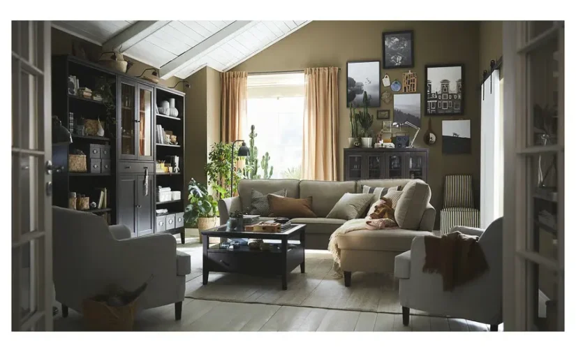 پرده ۱ جفت بژ تیره/با نوار تزئینی سایز ۱۴۵x۳۰۰ ایکیا مدل DYTÅG