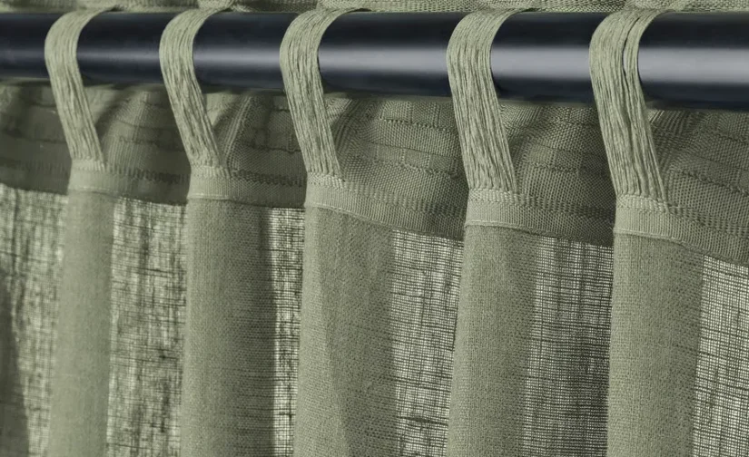 پرده ۱ جفت خاکستری-سبز/با نوار تزئینی سایز ۱۴۵x۳۰۰ ایکیا مدل DYTÅG