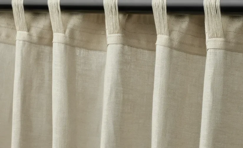 پرده ۱ جفت کتان بژ/با نوار تزئینی سایز ۱۴۵x۳۰۰ ایکیا مدل DYTÅG