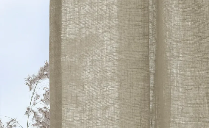 پرده ۱ جفت کتان بژ/با نوار تزئینی سایز ۱۴۵x۳۰۰ ایکیا مدل DYTÅG