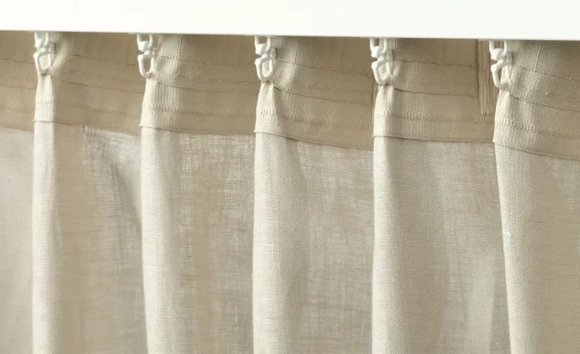 پرده ۱ جفت کتان بژ/با نوار تزئینی سایز ۱۴۵x۳۰۰ ایکیا مدل DYTÅG