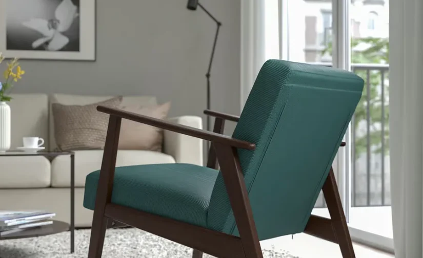 صندلی راحتی خاکستری-فیروزه‌ای کلینج ایکیا مدل EKENÄSET