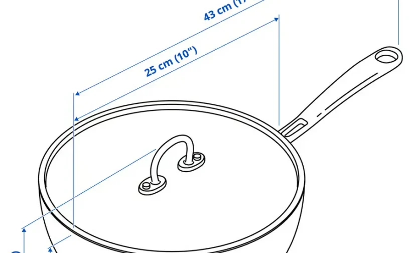 ماهیتابه با درب مسی/استیل ضد زنگ سایز 25 ایکیا مدل FINMAT