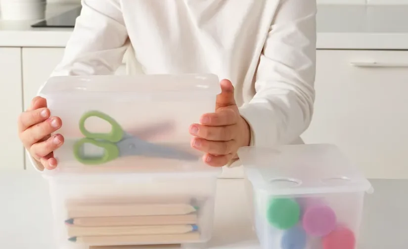 جعبه با درب زرد/آبی سایز ۱۷x۱۰ ایکیا مدل GLIS