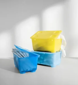 جعبه با درب زرد/آبی سایز ۱۷x۱۰ ایکیا مدل GLIS