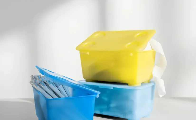 جعبه با درب زرد/آبی سایز ۱۷x۱۰ ایکیا مدل GLIS