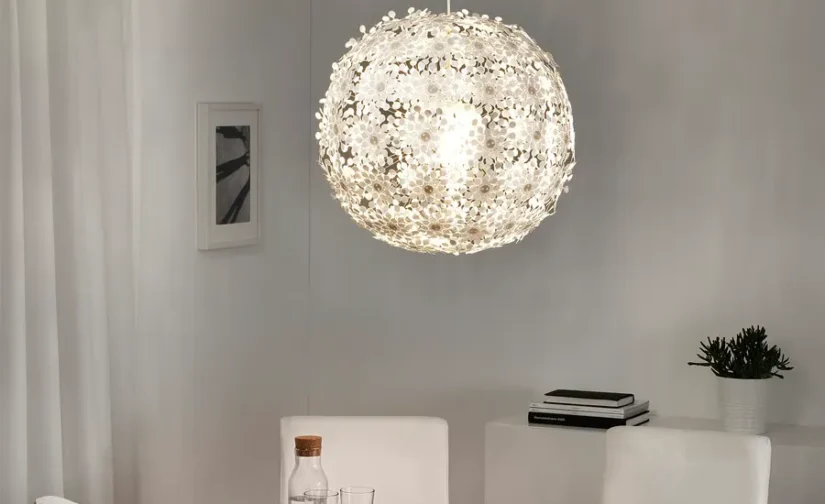 چراغ آویز سفید سایز ۵۵ ایکیا مدل GRIMSÅS