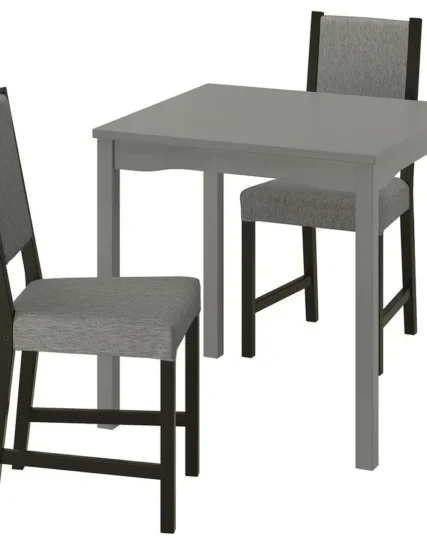 میز و ۲ صندلی خاکستری/قهوه‌ای-مشکی/بژ سایز ۷۴x۷۴ ایکیا مدل HAUGA / STEFAN