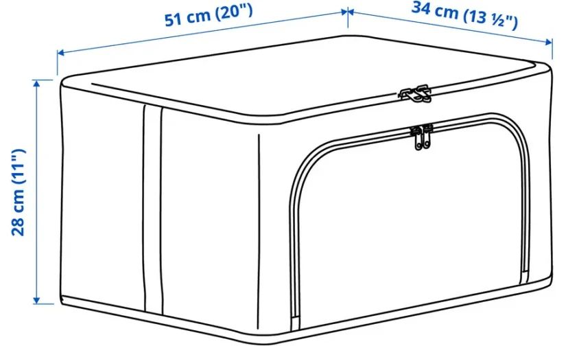 جعبه نگهداری پارچه‌ای راه‌راه/سفید/خاکستری سایز ۳۴x۵۱x۲۸ ایکیا مدل HEMMAFIXARE