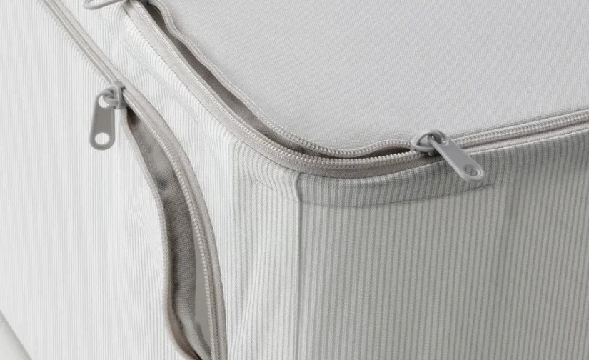 جعبه نگهداری پارچه‌ای راه‌راه/سفید/خاکستری سایز ۳۴x۵۱x۲۸ ایکیا مدل HEMMAFIXARE