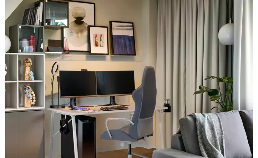 میز تحریر بژ سایز ۱۴۰x۸۰ ایکیا مدل HUVUDSPELARE