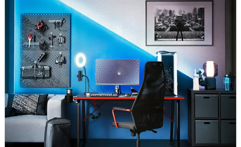 میز تحریر مشکی سایز ۱۴۰x۸۰ ایکیا مدل HUVUDSPELARE