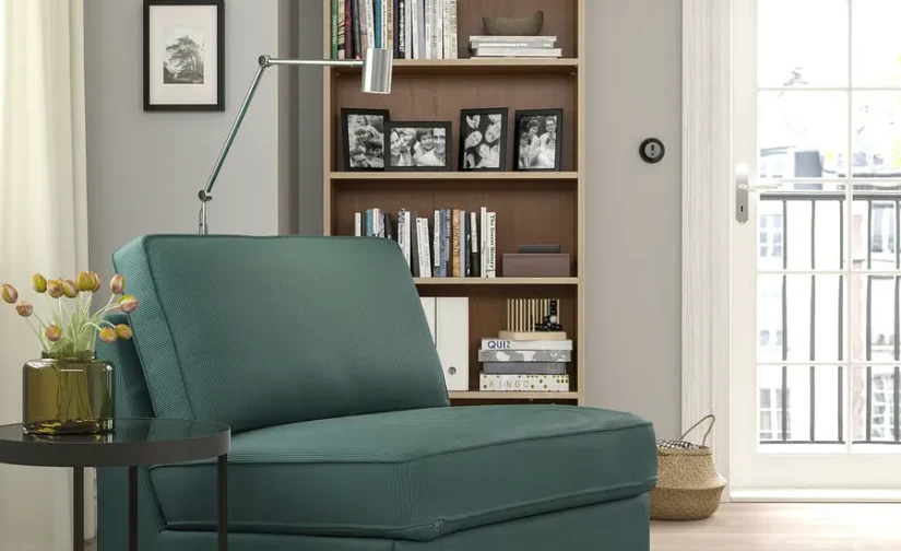 مبل تختخواب شو یک نفره خاکستری فیروزه‌ای ایکیا مدل KIVIK