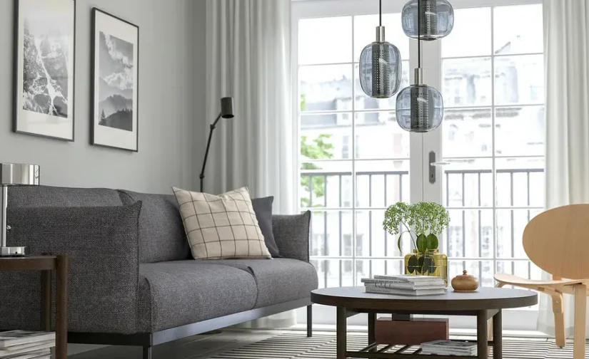 میز عسلی روکش راش قهوه‌ای تیره سایز ۵۰ ایکیا مدل LISTERBY