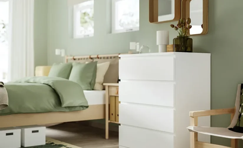 کمد ۴ کشو سفید سایز ۸۰x۱۰۰ ایکیا مدل MALM