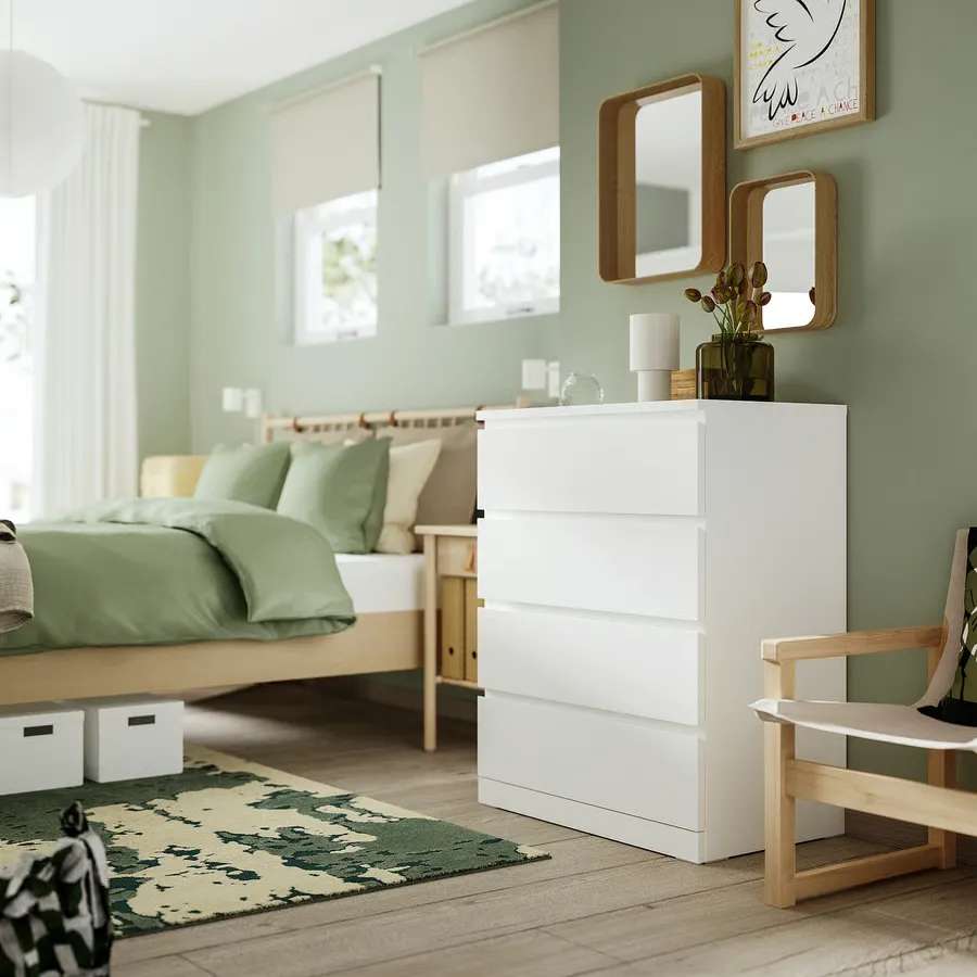 کمد ۴ کشو سفید سایز ۸۰x۱۰۰ ایکیا مدل MALM