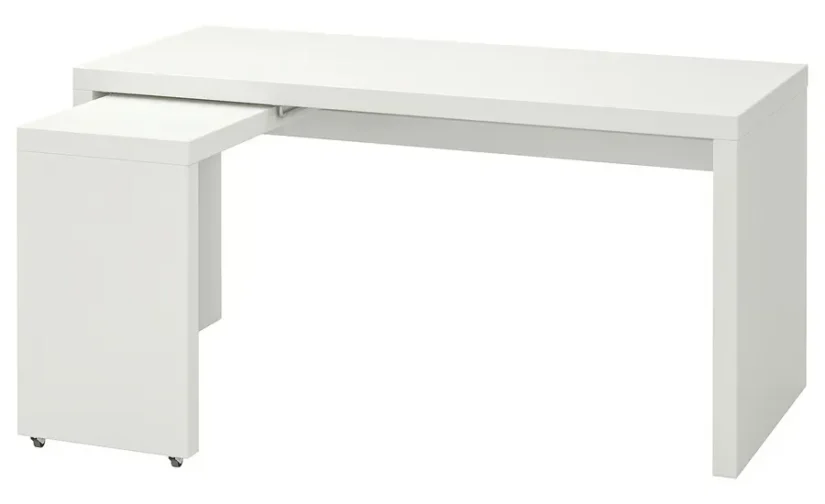 میز تحریر با پنل کشویی سفید سایز ۱۵۱x۶۵ ایکیا مدل MALM
