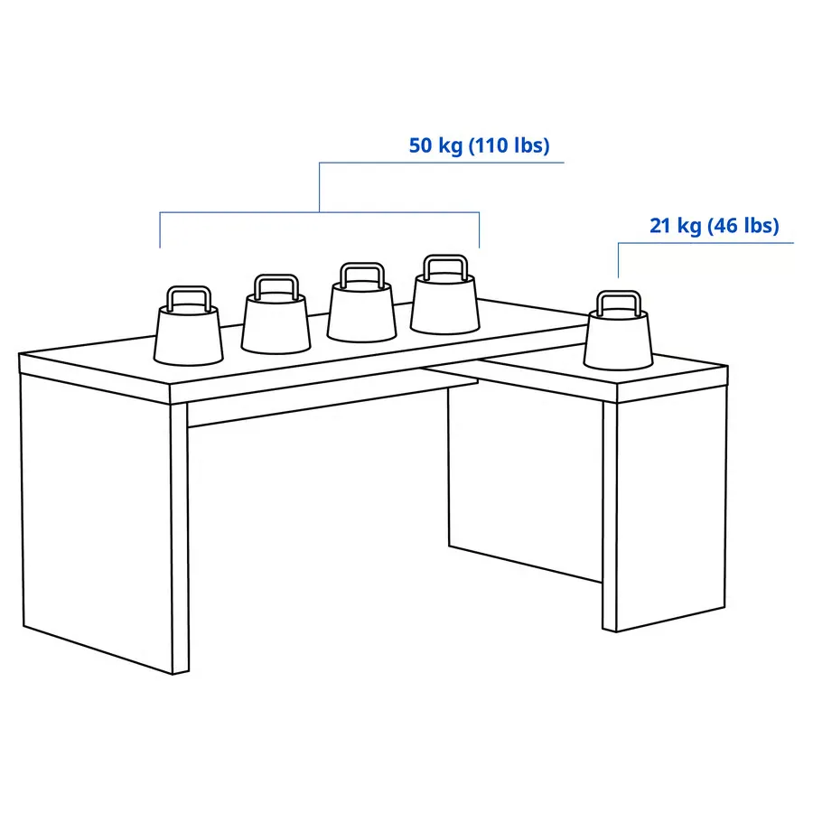 میز تحریر با پنل کشویی سفید سایز ۱۵۱x۶۵ ایکیا مدل MALM