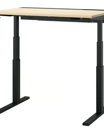 میز با قابلیت تنظیم ارتفاع برقی توس/مشکی سایز ۱۲۰x۸۰ ایکیا مدل MITTZON