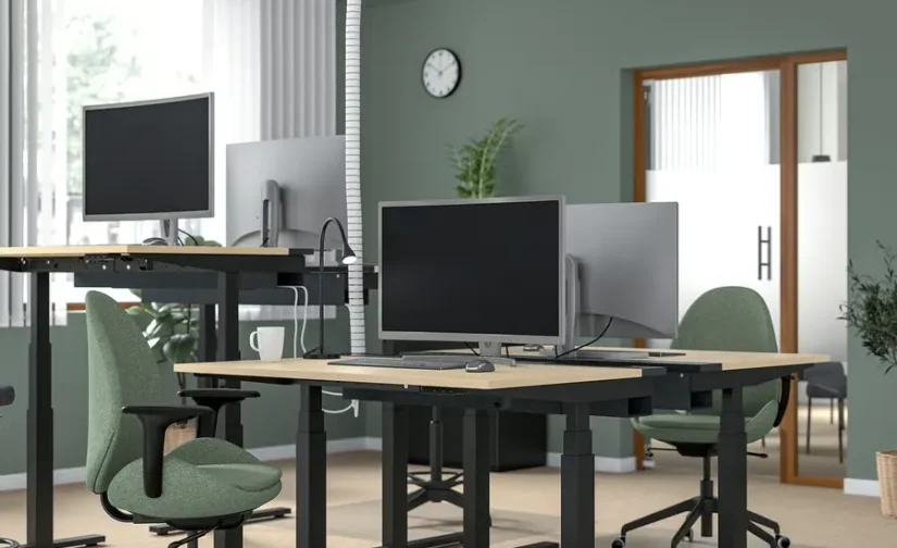 نشیمن/استند رومیزی روکش برقی توس/مشکی سایز ۱۲۰x۸۰ ایکیا مدل MITTZON