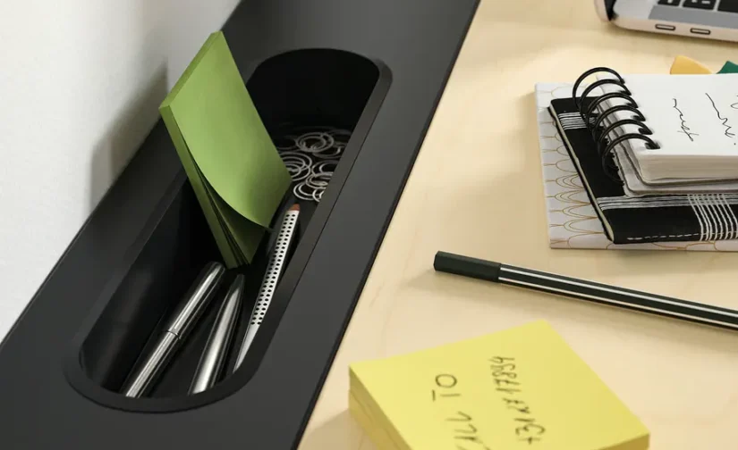 نشیمن/استند رومیزی روکش برقی توس/مشکی سایز ۱۲۰x۸۰ ایکیا مدل MITTZON