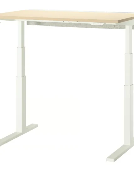 میز با قابلیت تنظیم ارتفاع برقی توس/سفید سایز ۱۲۰x۸۰ ایکیا مدل MITTZON
