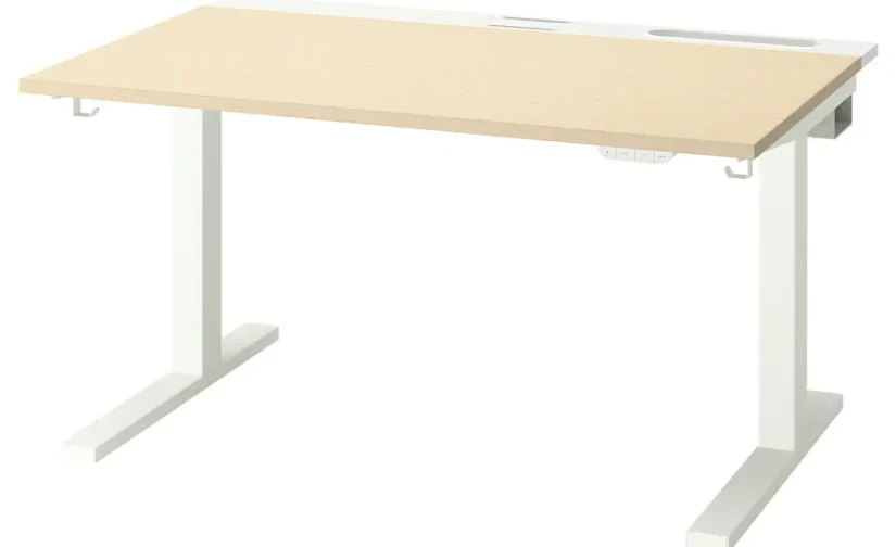 نشیمن/استند رومیزی روکش برقی توس/سفید سایز ۱۲۰x۸۰ ایکیا مدل MITTZON