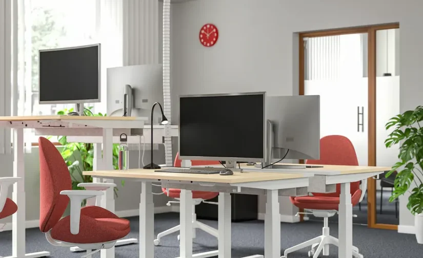 نشیمن/استند رومیزی روکش برقی توس/سفید سایز ۱۲۰x۸۰ ایکیا مدل MITTZON