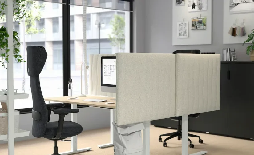 نشیمن/استند رومیزی روکش برقی توس/سفید سایز ۱۲۰x۸۰ ایکیا مدل MITTZON