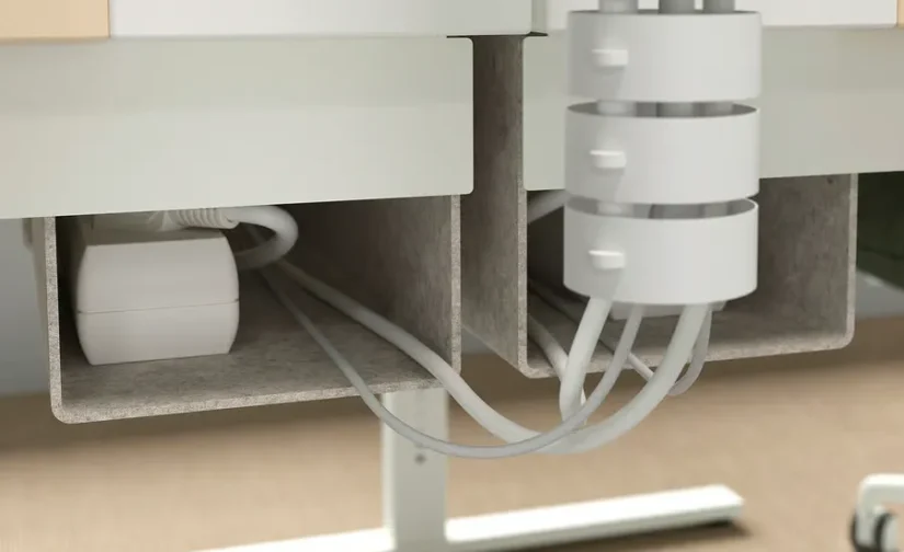 نشیمن/استند رومیزی روکش برقی توس/سفید سایز ۱۲۰x۸۰ ایکیا مدل MITTZON