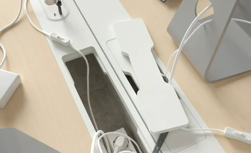 نشیمن/استند رومیزی روکش برقی توس/سفید سایز ۱۲۰x۸۰ ایکیا مدل MITTZON