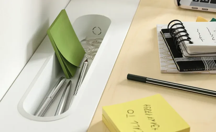 نشیمن/استند رومیزی روکش برقی توس/سفید سایز ۱۲۰x۸۰ ایکیا مدل MITTZON