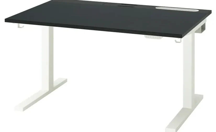 میز با قابلیت تنظیم ارتفاع برقی سفید/مشکی سایز 120*80 ایکیا مدل MITTZON