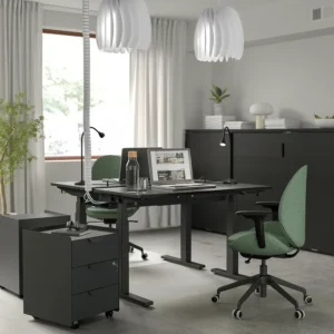 میز با قابلیت تنظیم ارتفاع برقی مشکی سایز 120*80 ایکیا مدل MITTZON