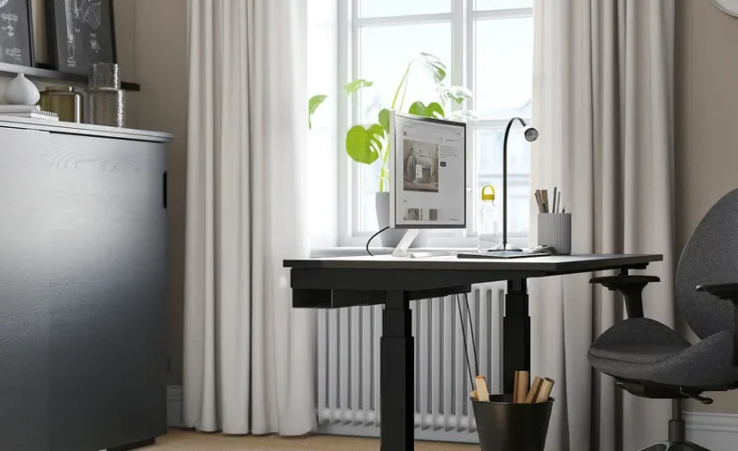 میز با قابلیت تنظیم ارتفاع برقی مشکی سایز 120*80 ایکیا مدل MITTZON