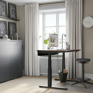 میز با قابلیت تنظیم ارتفاع برقی روکش گردو / مشکی سایز 120*80 ایکیا مدل MITTZON
