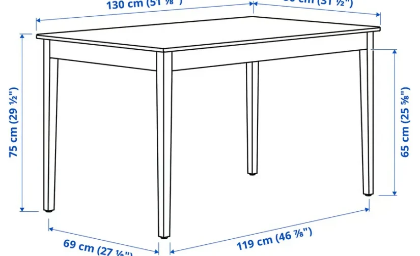 میز روکش راش با رنگ قهوهای تیره سایز ۱۳۰x۸۰ ایکیا مدل NÄSINGE