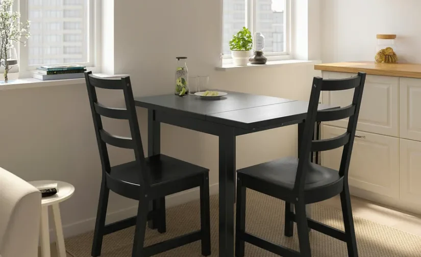 میز تاشو مشکی سایز ۷۴/۱۰۴x۷۴ ایکیا مدل NORDVIKEN