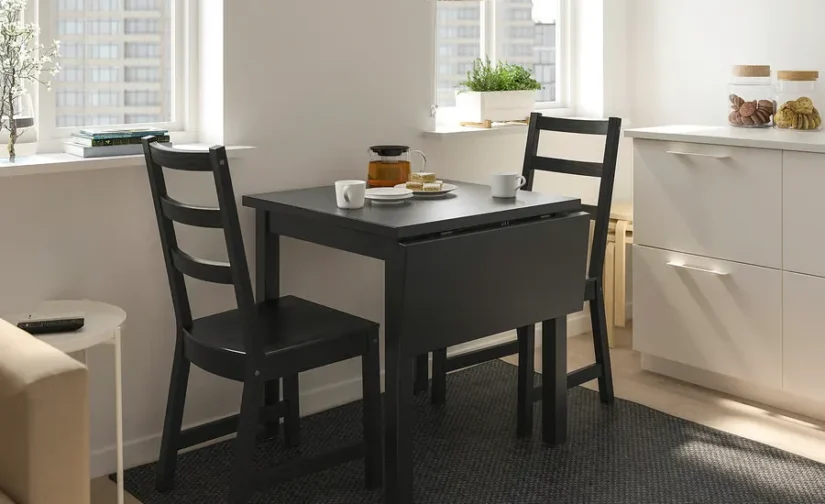 میز تاشو مشکی سایز ۷۴/۱۰۴x۷۴ ایکیا مدل NORDVIKEN