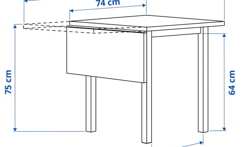 میز تاشو مشکی سایز ۷۴/۱۰۴x۷۴ ایکیا مدل NORDVIKEN