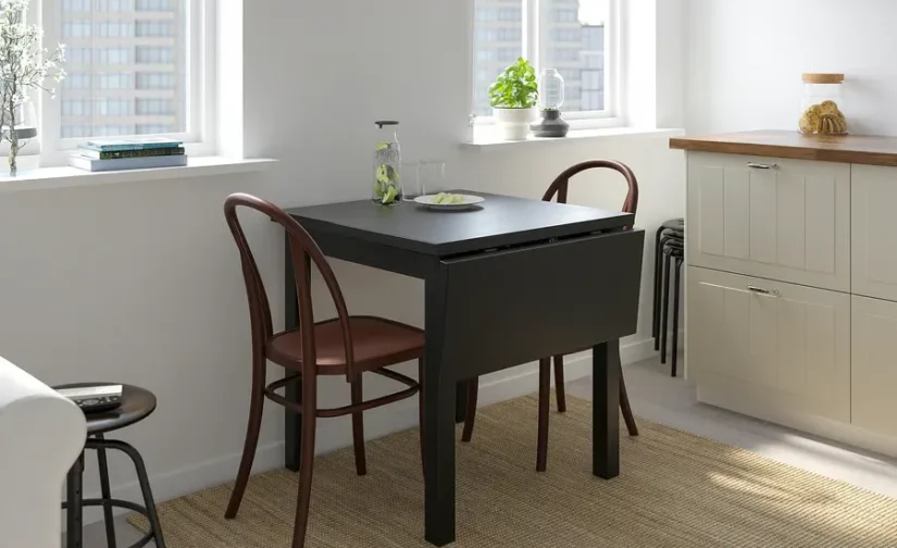 میز تاشو مشکی سایز ۷۴/۱۰۴x۷۴ ایکیا مدل NORDVIKEN