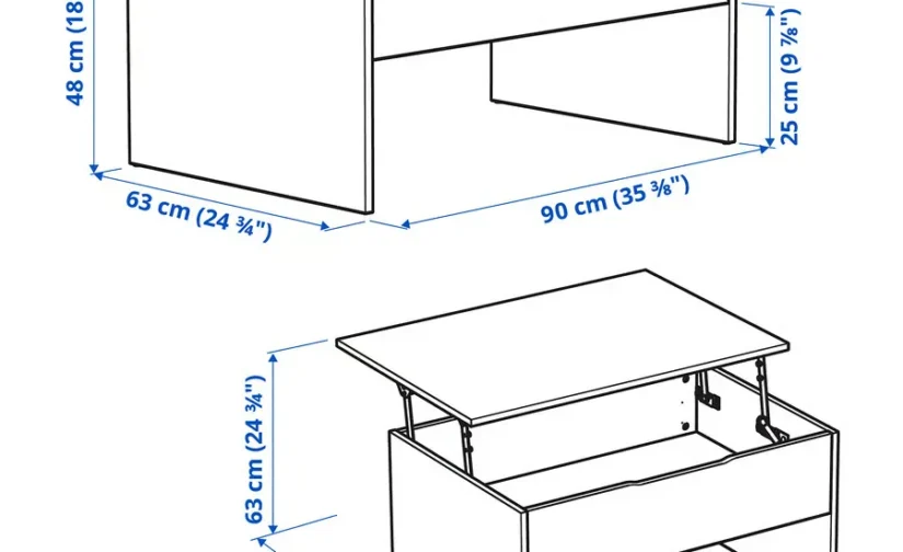 میز قهوه قابل تنظیم مشکی سایز ۹۰ ایکیا مدل ÖSTAVALL