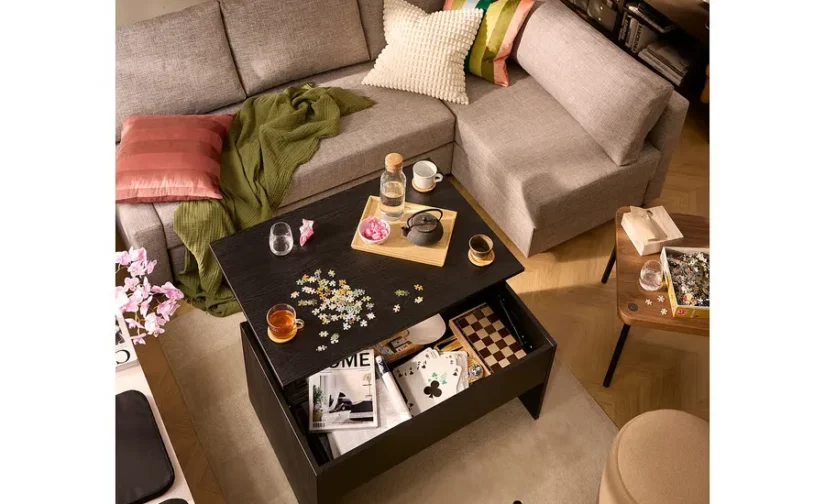 میز قهوه قابل تنظیم مشکی سایز ۹۰ ایکیا مدل ÖSTAVALL