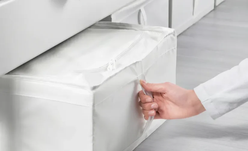 جعبه نگهداری سفید سایز ۴۳x۵۳x۱۹ ایکیا مدل SKUBB