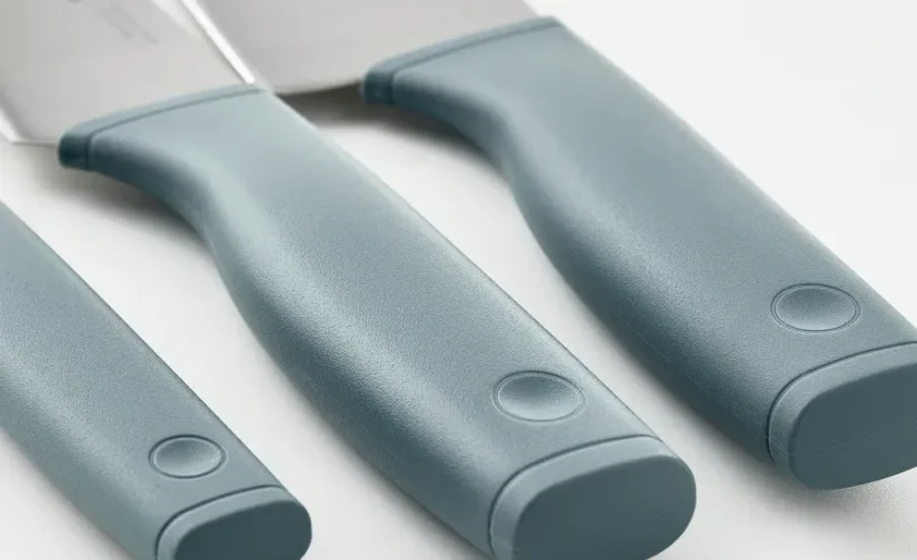 سرویس چاقوی ۳ تکه خاکستری-فیروزه‌ای ایکیا مدل TIGERBARB