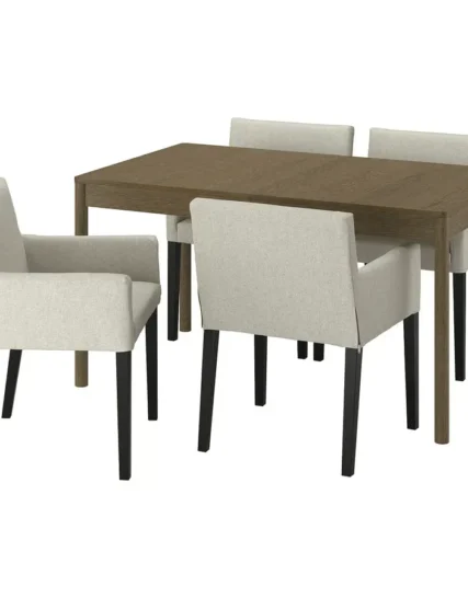 میز و ۴ صندلی روکش بلوط قهوه‌ای/مشکی بژ سایز ۱۴۰/۱۹۶x۸۵ ایکیا مدل TONSTAD / MÅRENÄS