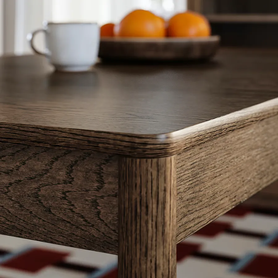 میز و ۴ صندلی روکش بلوط قهوهای/مشکی بژ سایز ۱۴۰/۱۹۶x۸۵ ایکیا مدل TONSTAD / MÅRENÄS