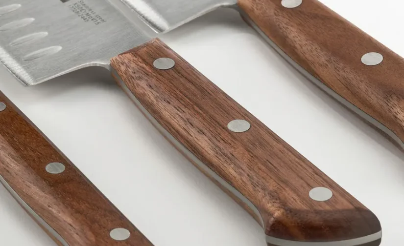 سرویس چاقوی ۳ تکه استیل ضد زنگ/گردو ایکیا مدل VARDAGEN